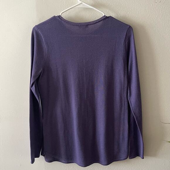 J. Jill Merino Wool Sweater Womens XS Purple Long Sleeve Minimalist Casual Basic - Picture 2 of 6